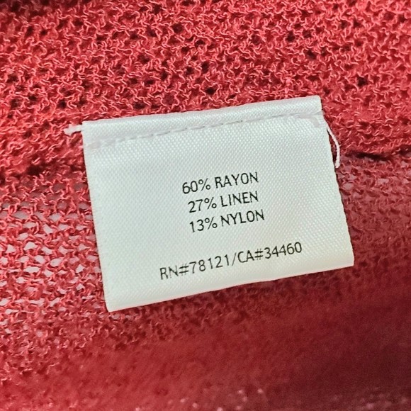 Eileen Fisher Burgundy Linen Blend Open-Front Cardigan Sweater Womens Sz L EUC - Picture 6 of 7